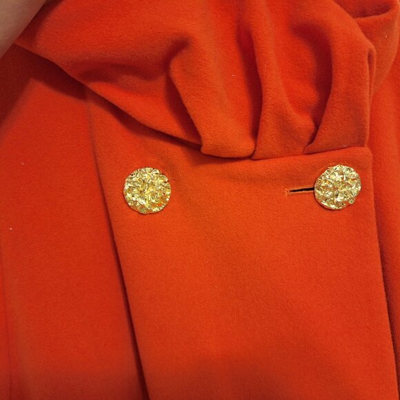 Eyecatching Bright Orange Drape Flare Coat Vintage Galsville - Picture 4 of 12